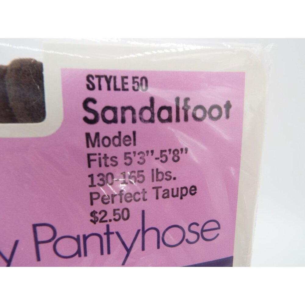Vintage Round the Clock Miracle Air Spun Perfect Taupe Sandalfoot Pantyhose NOS - Picture 3 of 6